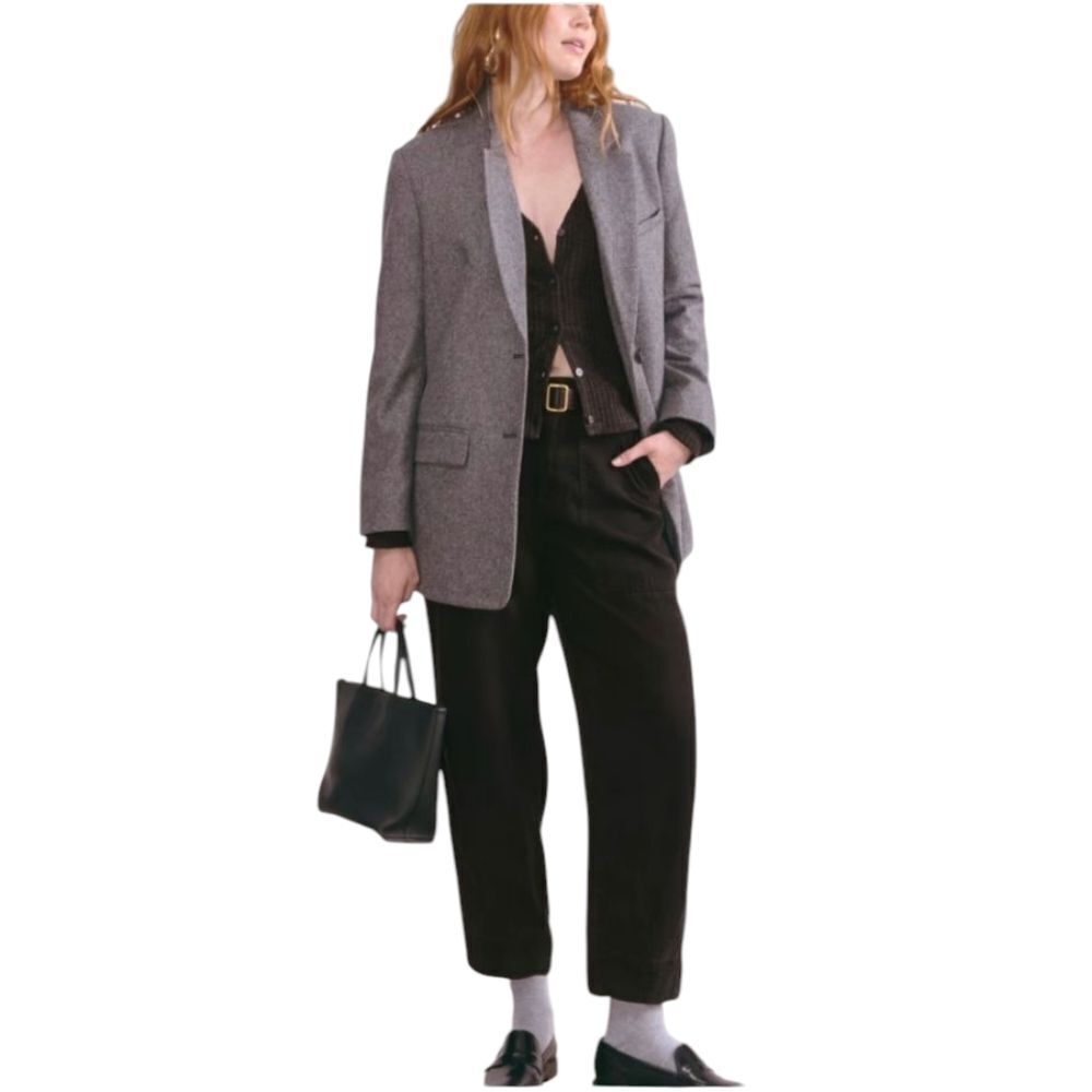 Everlane The Utility Pant In Buttersoft Black Barrel Shape Tapered Leg Size 6